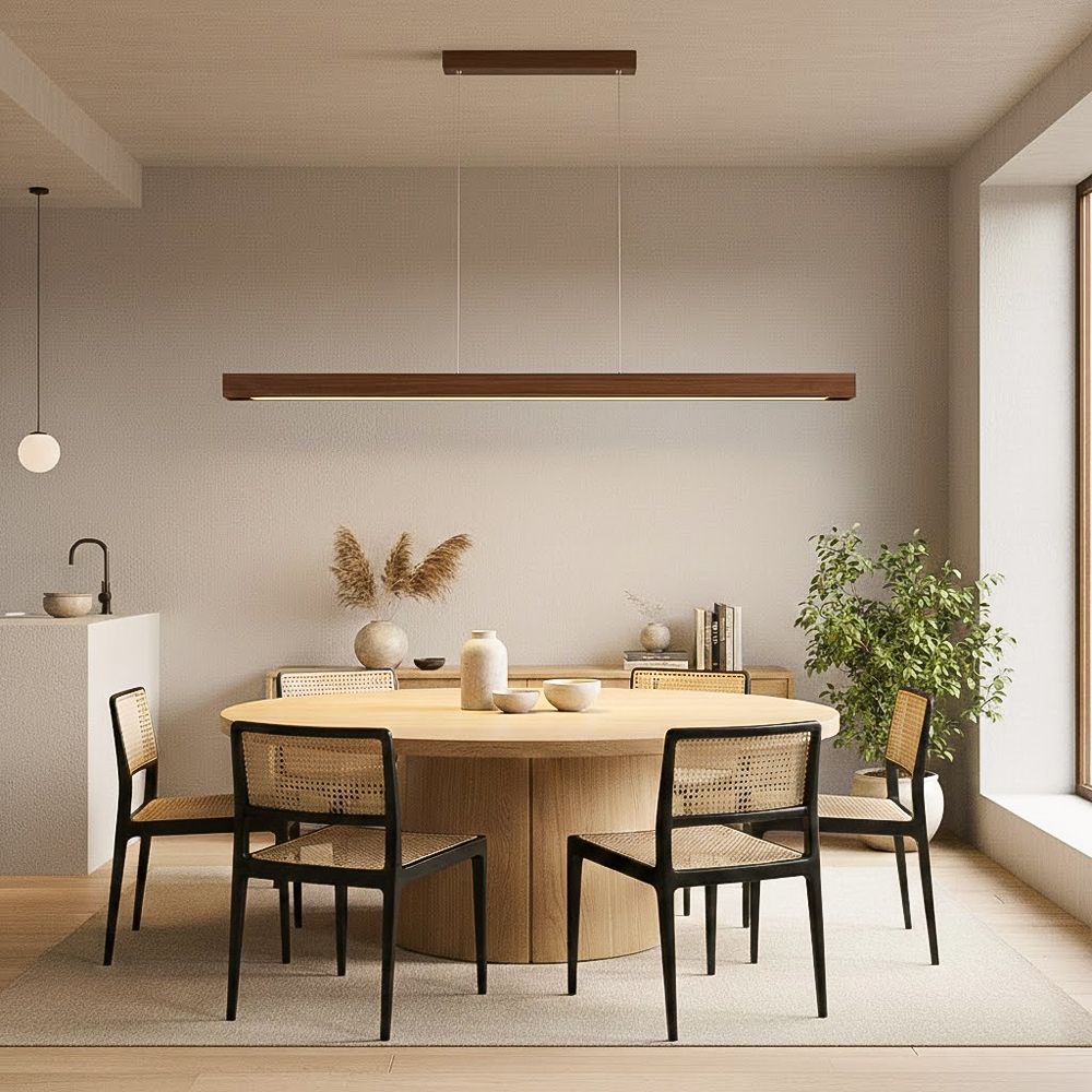 Commercial Kitchen Island - LED Pendant Light Nordic Wood Long