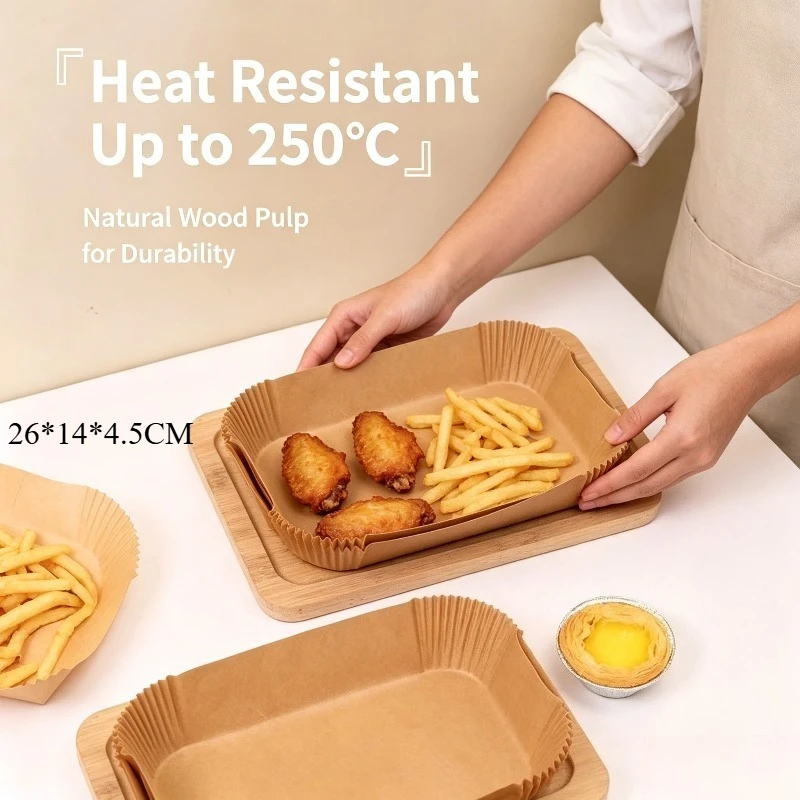 Commercial Kitchen Pots And Pans - Rectangle Air Fryer Liners - Food