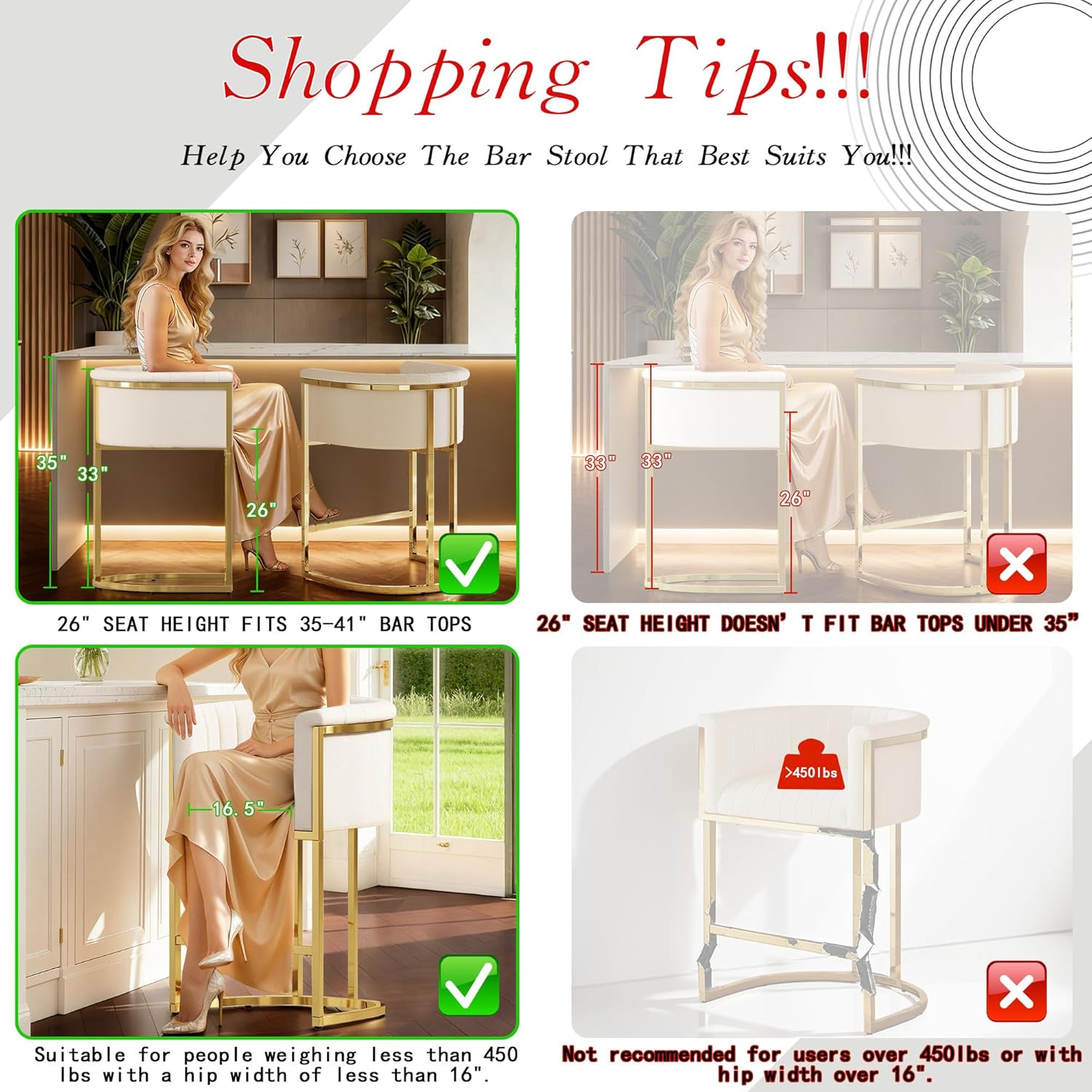 26in Upholstered Counter Heigh - Commercial Kitchen Island recensione e prezzo