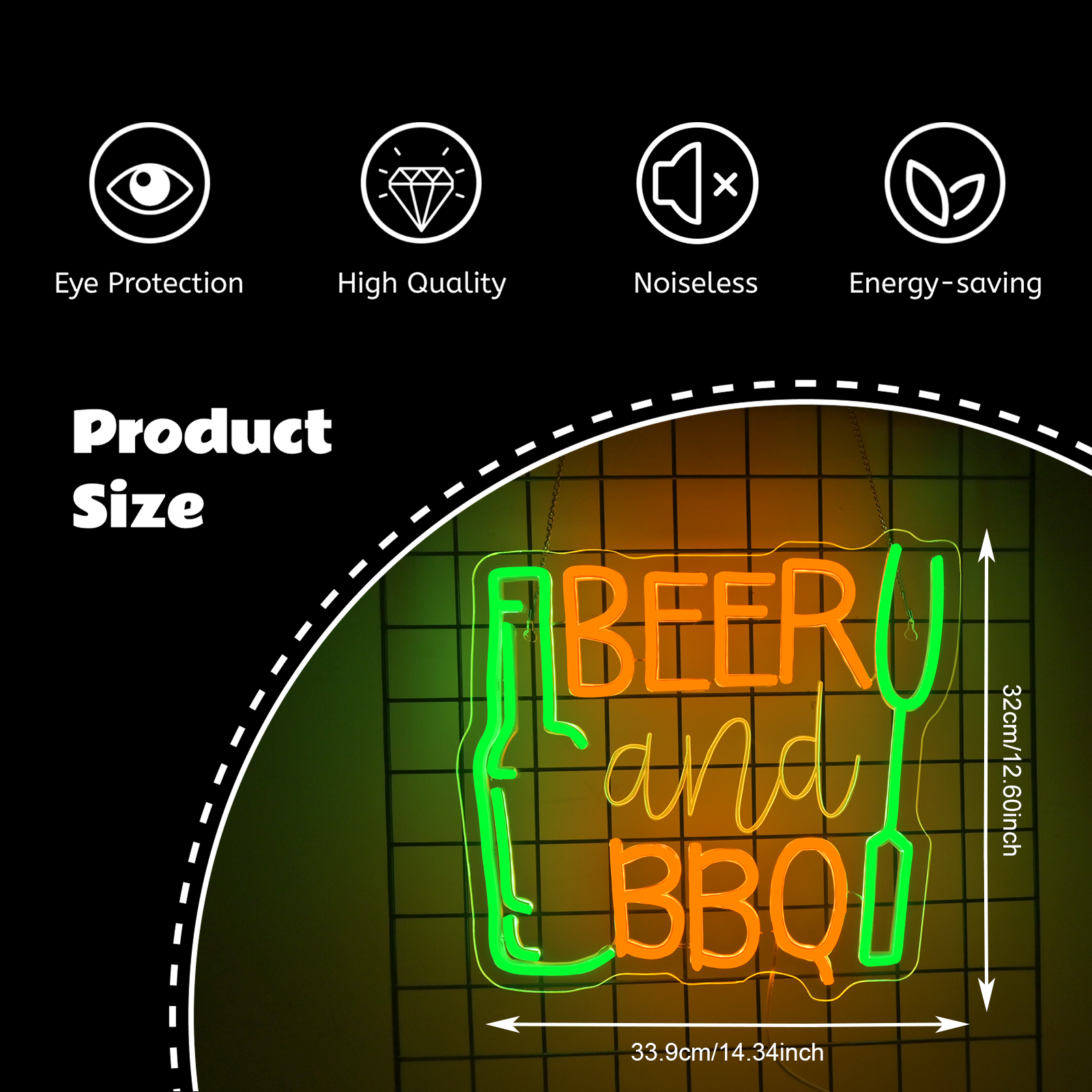 Beer and BBQ Neon Sign Dimmabl - Commercial Kitchen Walls recensione e prezzo