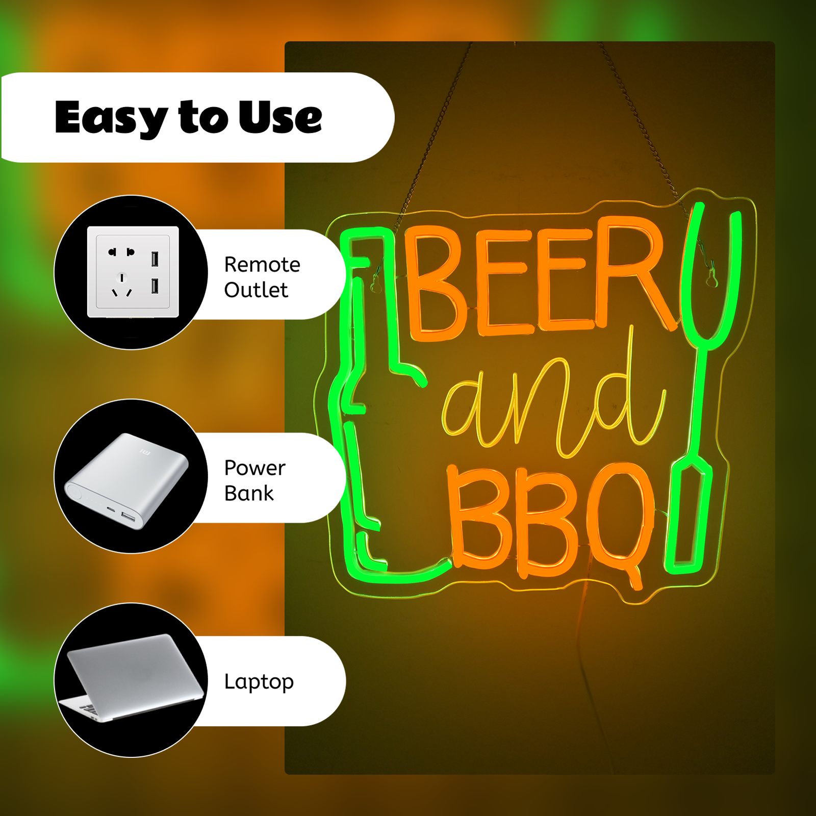 Beer and BBQ Neon Sign Dimmabl - Commercial Kitchen Walls recensione e prezzo