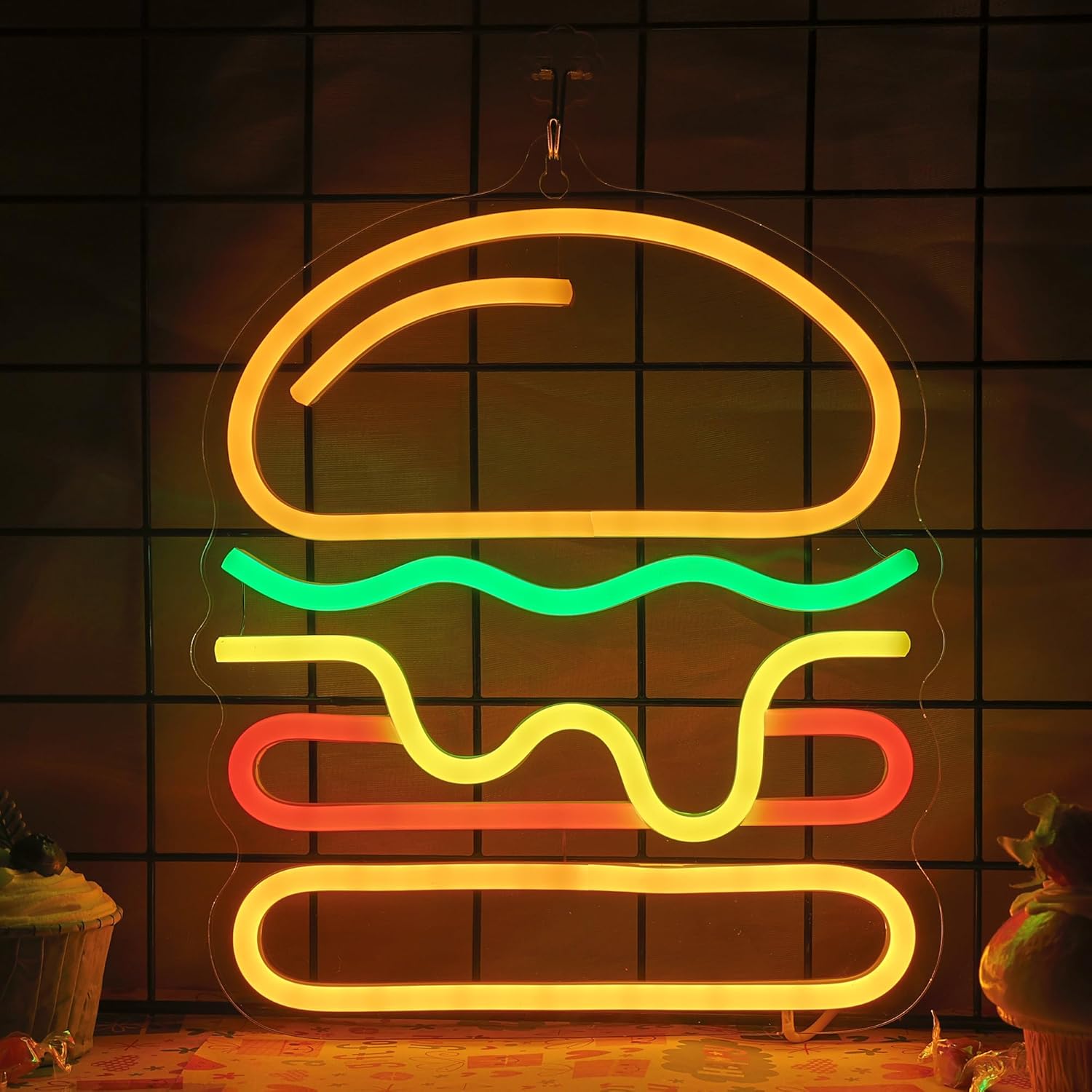 Burger Neon Sign with Layered  - Commercial Kitchen Walls recensione e prezzo