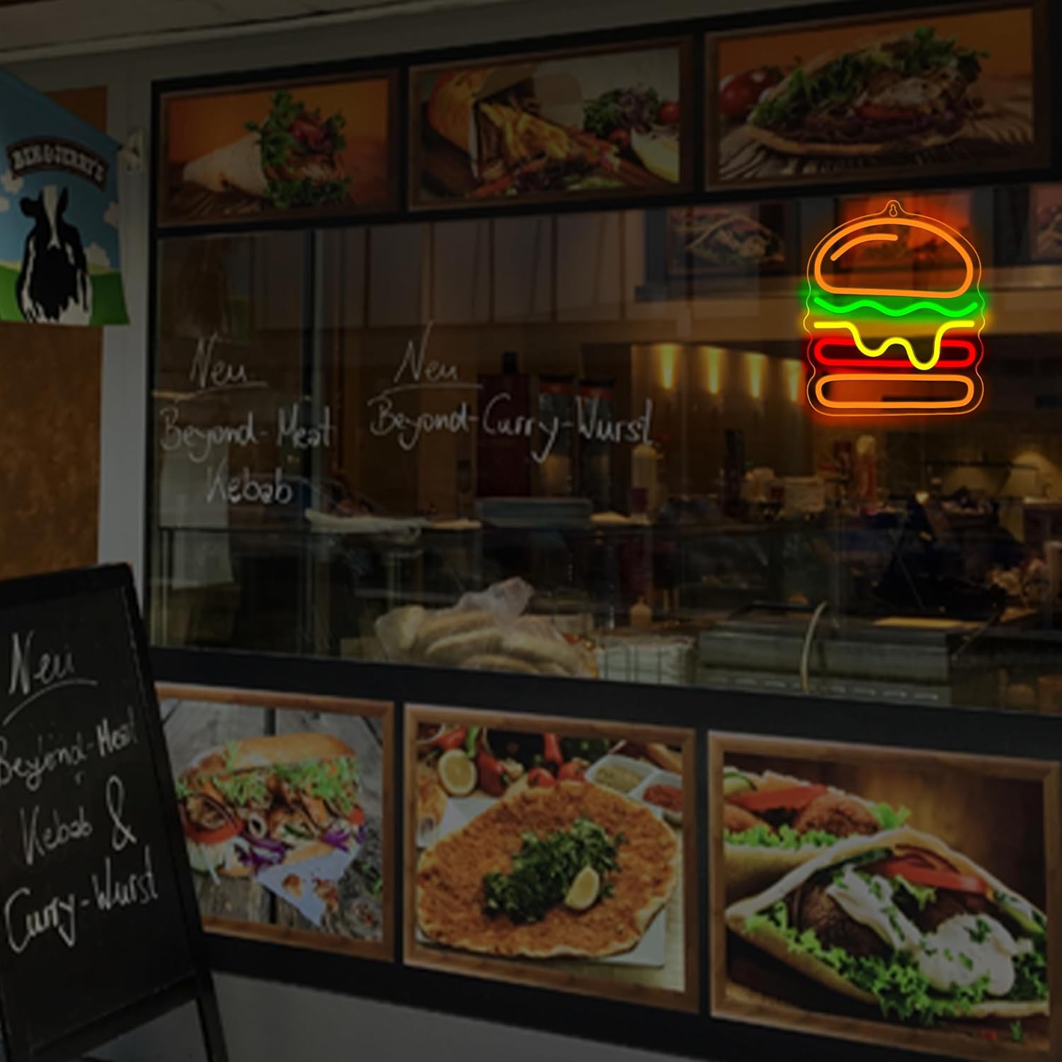 Burger Neon Sign with Layered  - Commercial Kitchen Walls recensione e prezzo