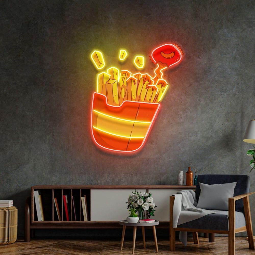 Custom French Fries Neon Sign  - Commercial Kitchen Walls recensione e prezzo