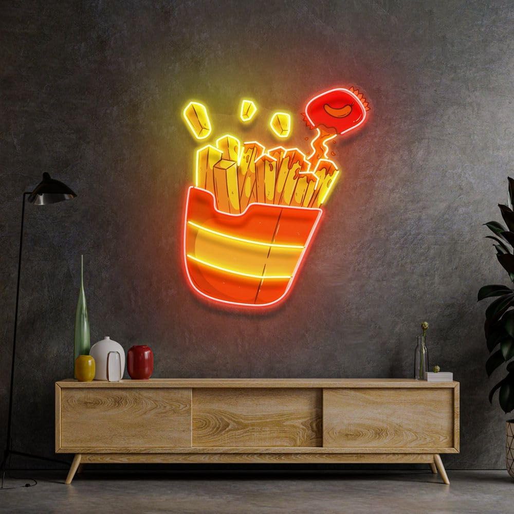 Custom French Fries Neon Sign  - Commercial Kitchen Walls recensione e prezzo