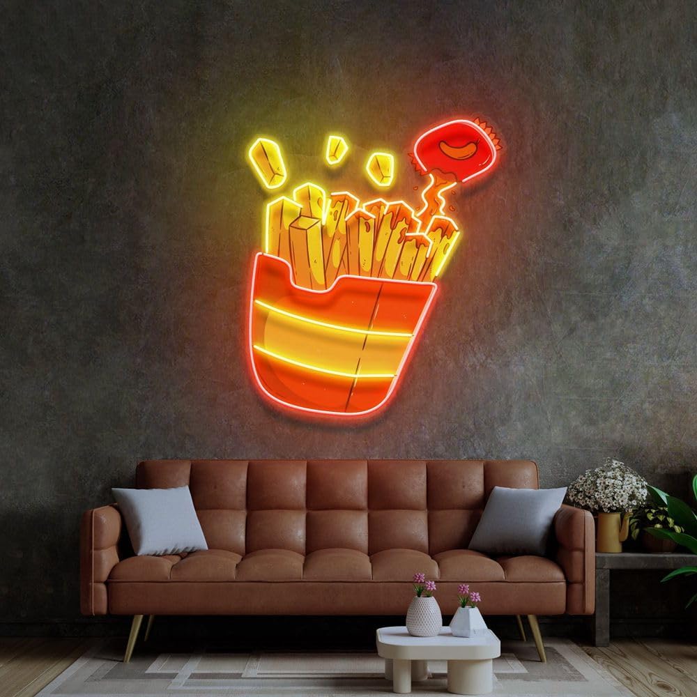 Custom French Fries Neon Sign  - Commercial Kitchen Walls recensione e prezzo