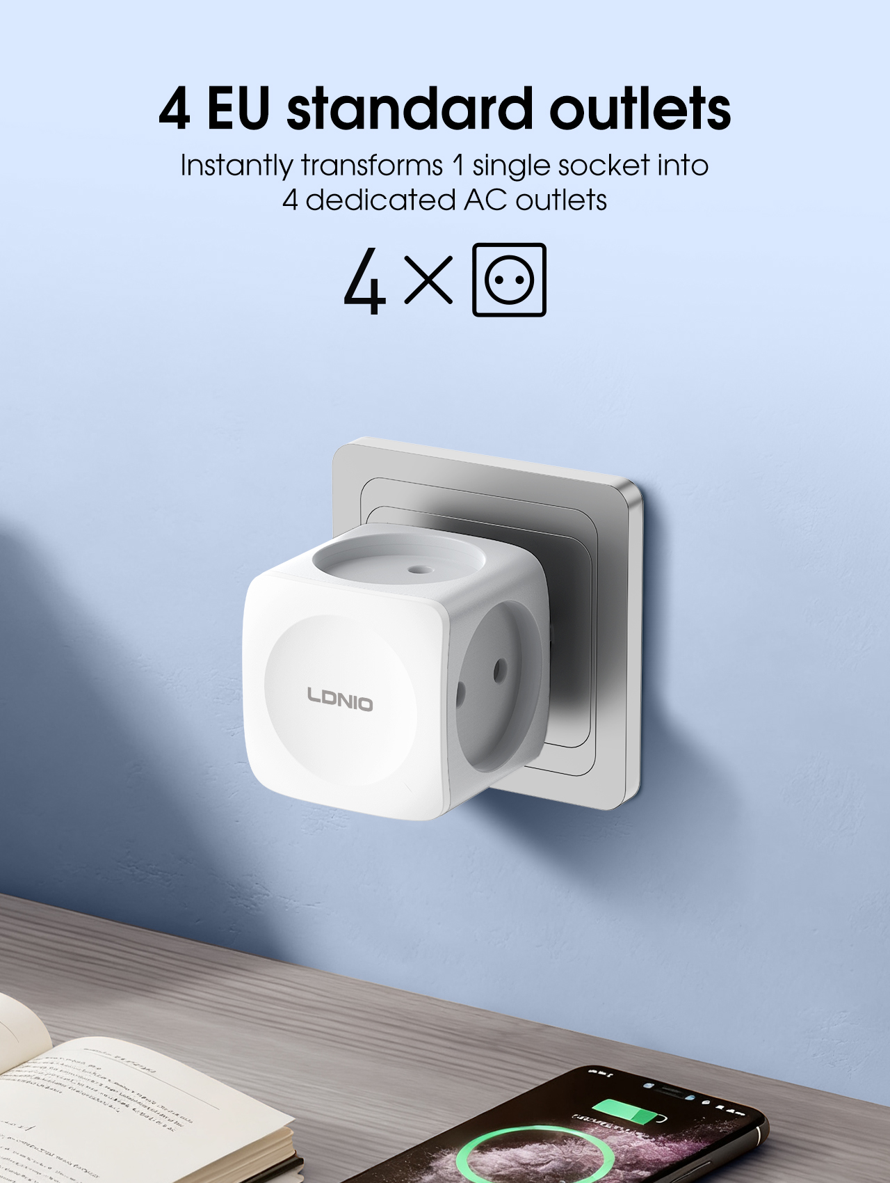 LDNIO 4 EU Outlet Power Cube,  - Commercial Kitchen Outlets recensione e prezzo