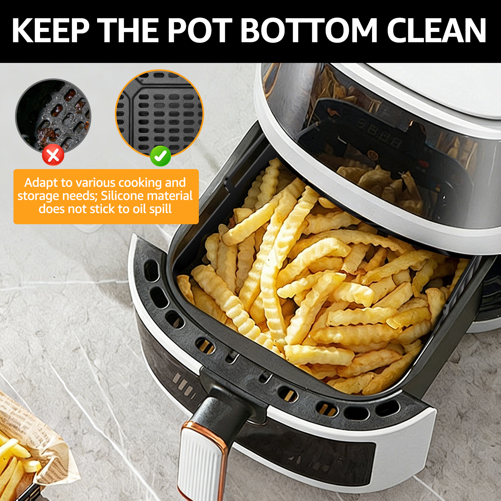2Pcs Air Fryer Silicone Liners - Commercial Kitchen Pots And Pans recensione e prezzo
