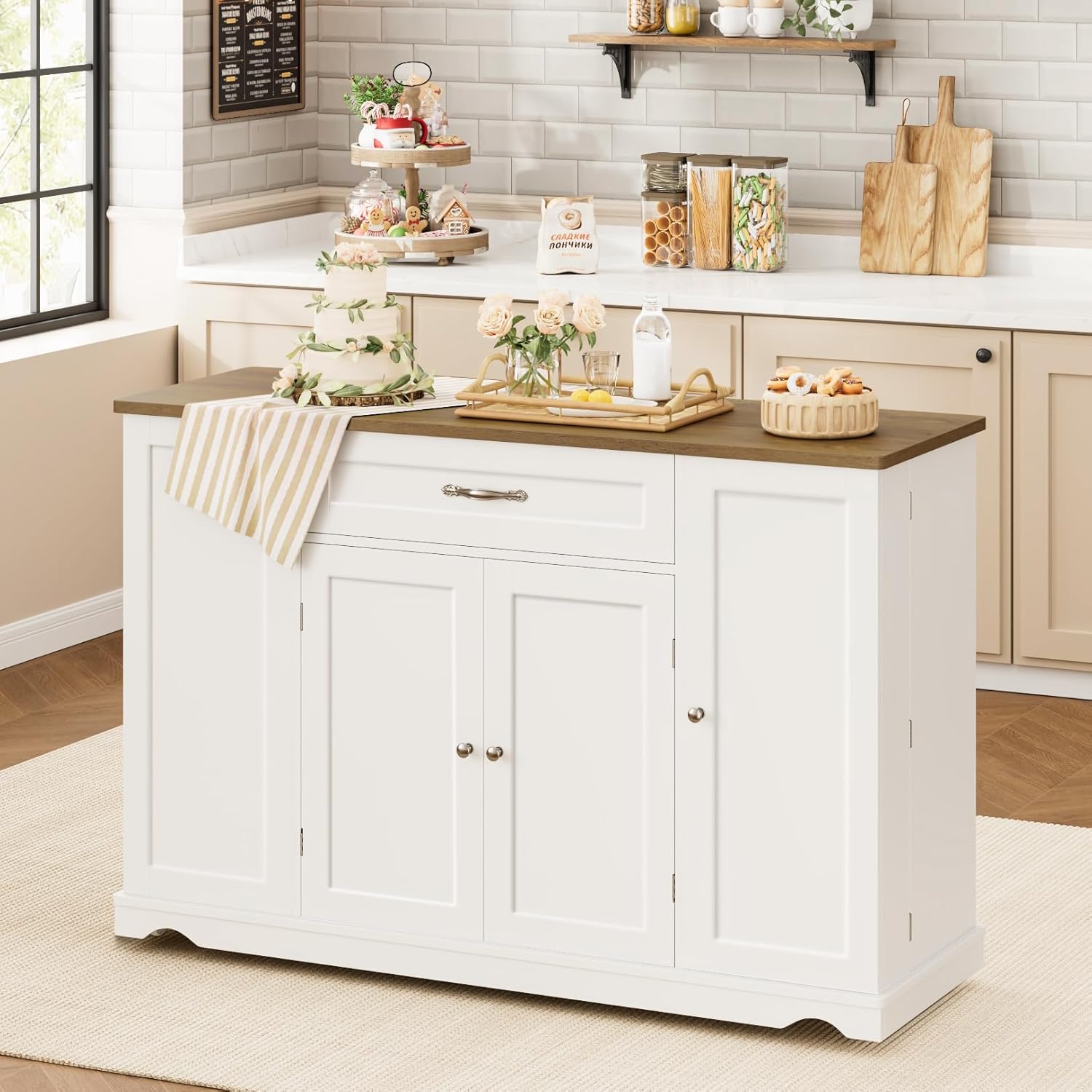 47'' Kitchen Island Cart with  - Commercial Kitchen Island recensione e prezzo