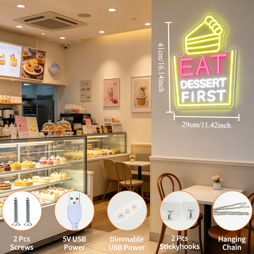 Eat Dessert First Neon Sign LE - Commercial Kitchen Walls recensione e prezzo