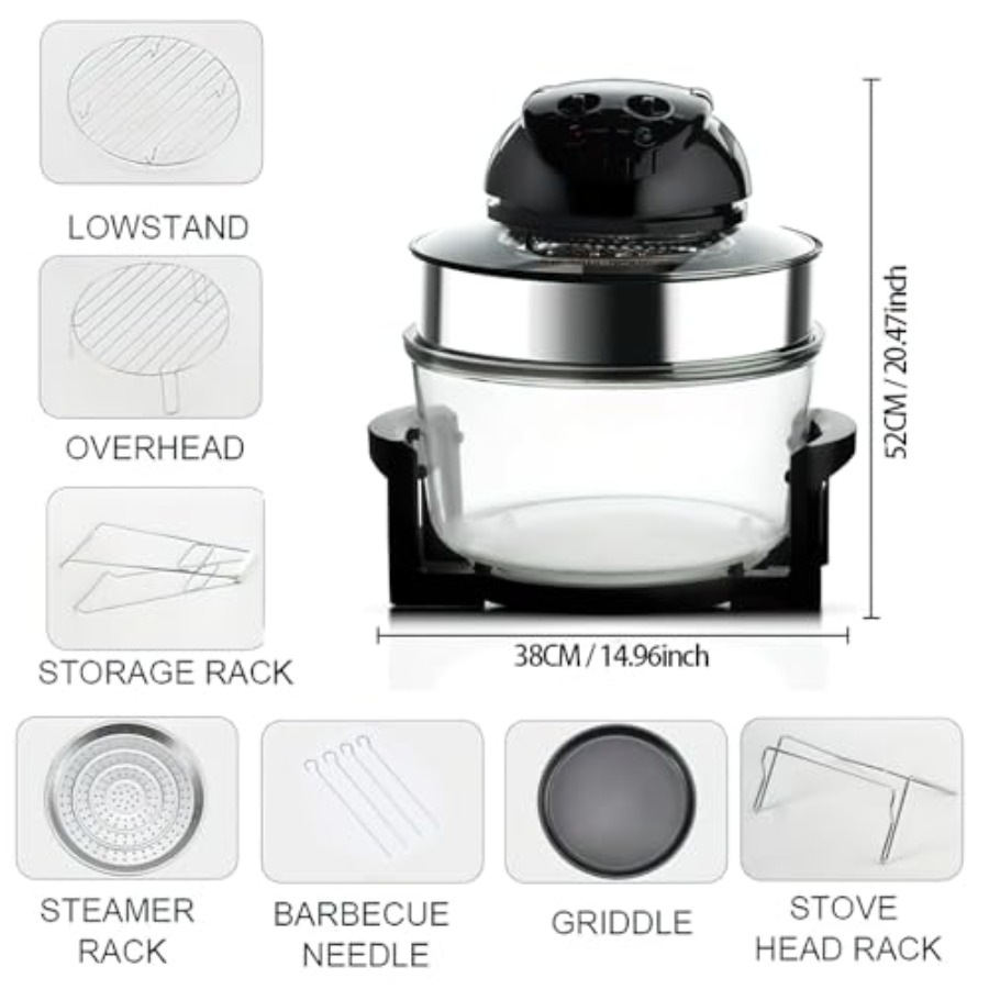 20L 8-in-1 Glass Air Fryer wit - Commercial Kitchen Pots And Pans recensione e prezzo