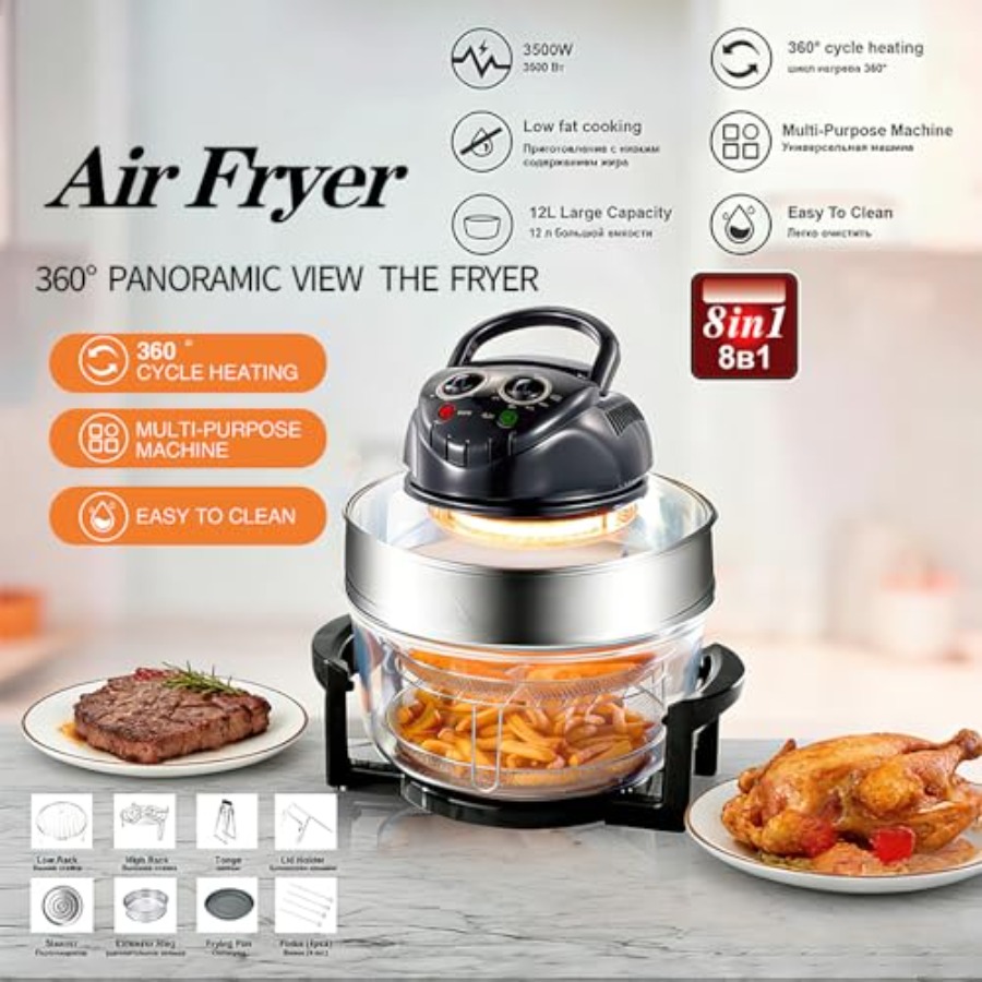 20L 8-in-1 Glass Air Fryer wit - Commercial Kitchen Pots And Pans recensione e prezzo